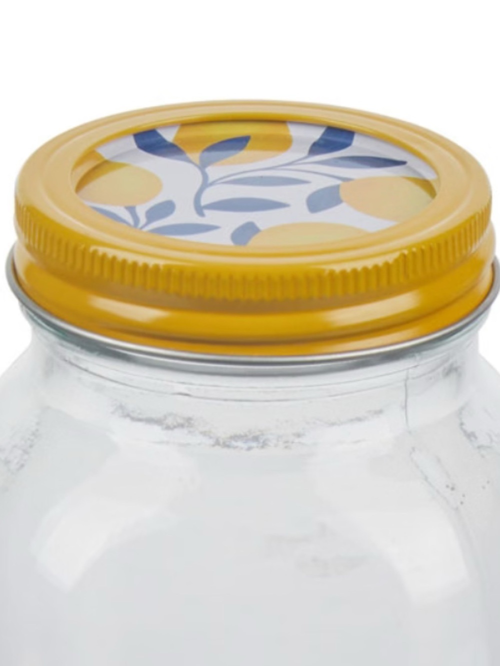 Lemon Beveled Mason Glass Jar with Yellow Lemon Floral Lid - Picture 2 of 5